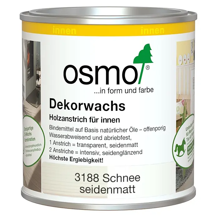 Osmo Dekorwachs Intensiv - Schneeweiß, 375 ml - Osmo Dekorwachs Farbdose, Farbe 3188 Schnee seidenmatt. Holzanstrich für innen.