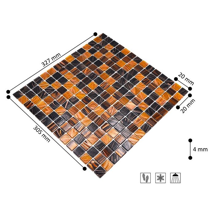 Mosaikfliese Goldstar GM GS 505254 (32,7 x 30,5 cm, Braun, Glänzend)