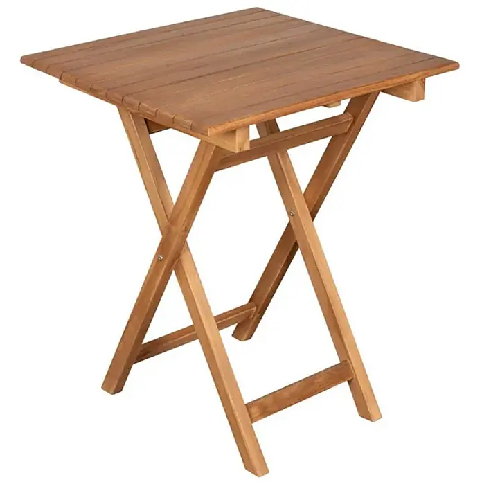 Bene Living Balkontisch Porton - L x B x H: 60 x 60 x 75 cm, Teakholz, Klappbar, Quadratisch, Natur - Klappbarer Bistrotisch aus Holz mit quadratischer Lattenplatte, Naturfinish.