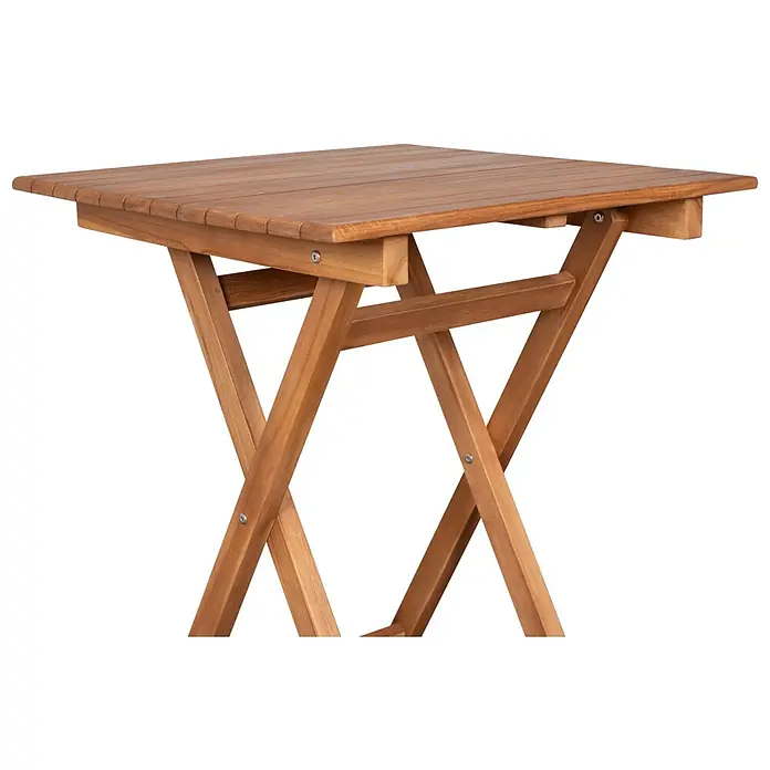 Bene Living Balkontisch Porton - L x B x H: 60 x 60 x 75 cm, Teakholz, Klappbar, Quadratisch, Natur - Klappbarer Tisch aus Akazienholz mit Lattenplatte.