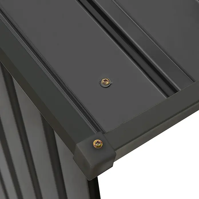 Juskys Kaminholzregal Enno - 163 x 163 x 154 cm, Metall, Grau - Dunkelgraues Wellblechpaneel mit Schrauben und Eckverbindung, eventuell für ein Schuppendach.