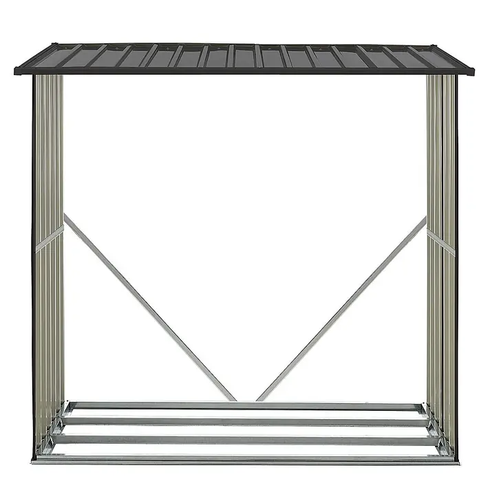 Juskys Kaminholzregal Enno - 163 x 163 x 154 cm, Metall, Grau - Robustes Metall-Brennholzregal mit dunklem Wellblechdach und offener Struktur.