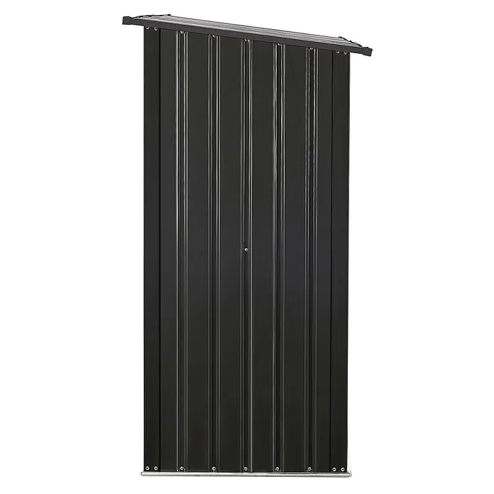 Juskys Kaminholzregal Enno - 163 x 163 x 154 cm, Metall, Grau - Dunkelgrauer Geräteschuppen aus Wellblech mit Pultdach und Zentralschloss.