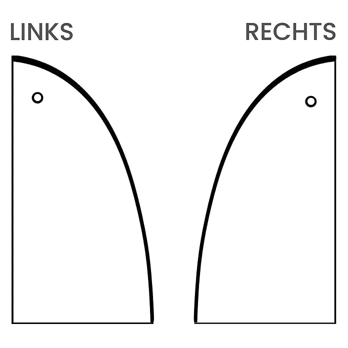Bad Land Eckbadewanne - L x B: 160 x 100 cm, Sanitäracryl, Weiß - Schablonen für linkes und rechtes Teil, mit gebogener Oberkante und Loch.