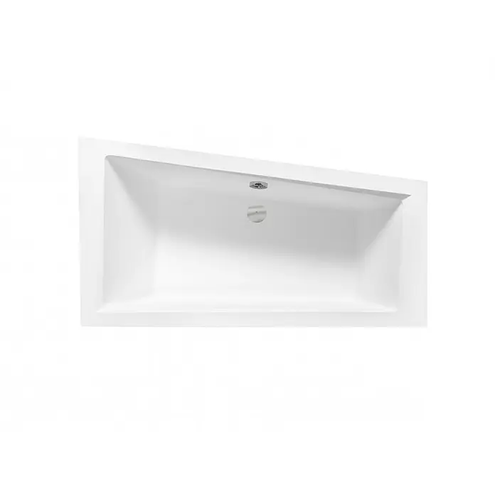 Bad Land Eckbadewanne - L x B: 150 x 85 cm, Sanitäracryl, Weiß - Weißer rechteckiger Einbaubadewanne mit integriertem Abfluss und Überlauf.