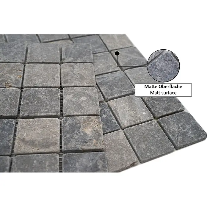 Mosaikfliese Quadrat Uni MOS TN48LG - 30,5 x 30,5 cm, Lichtgrau, Matt - Graue, strukturierte, quadratische Mosaikfliesen auf Netz, mit matter Oberfläche.