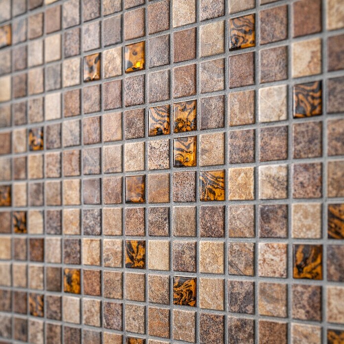 Mosaikfliese Quadrat Crystal Mix XCM M790 (30 x 30 cm, Beige, Glänzend)