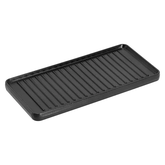 Kingstone Grillplatte - L x B: 40 x 19 cm - Eine schwarze Grillplatte mit erhöhten Rippen, ideal zum Grillen von Speisen mit minimaler Fettaufnahme. Die Platte ist robust und langlebig.