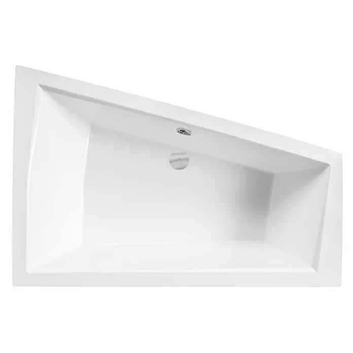 Bad Land Eckbadewanne - L x B: 170 x 125 cm, Sanitäracryl, Weiß - Weiße rechteckige Badewanne mit integriertem Abfluss und Überlauf, von oben gesehen.