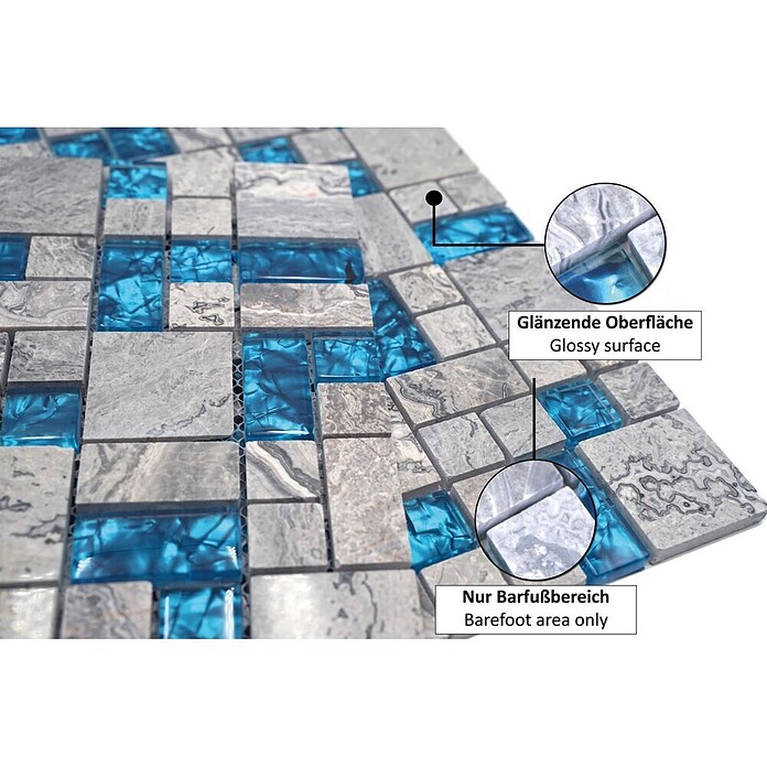Mosaikfliese Crystal Mix XCM MC589 (30 x 30 cm, Grau, Glänzend)