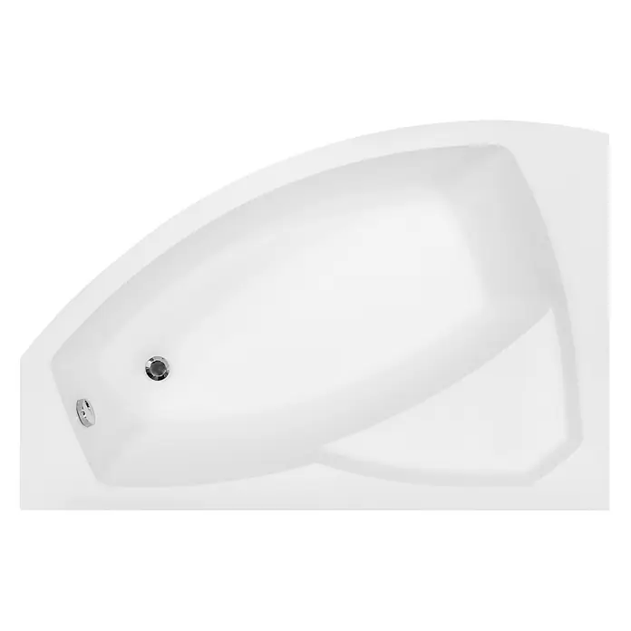 Bad Land Eckbadewanne RIMA Acryl-Eckwanne 150 x 95 cm links Weiß, inkl. Acrylschürze - Sanitäracryl, Weiß - Weiße asymmetrische Eckbadewanne mit Chromablauf und Überlauf.