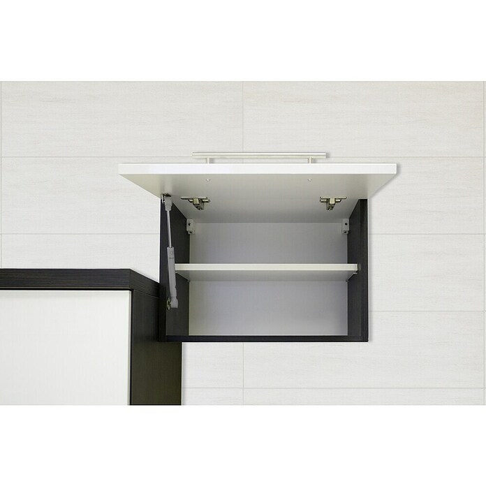 Respekta Premium Composición de cocina (Ancho: 270 cm, Con dispositivos eléctricos, Negro de alto brillo)