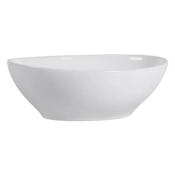 Kiamami Valentina Aufsatzwaschbecken - 33 x 41 cm, Weiß - Weiße Keramik-Servierschale mit eleganter, länglicher Ovalform.