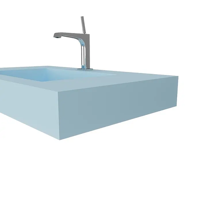 Kiamami Valentina Aufsatzwaschbecken - 46 x 80 cm, Hellblau - Hellblaues modernes Waschbecken mit integriertem Chrom-Wasserhahn.