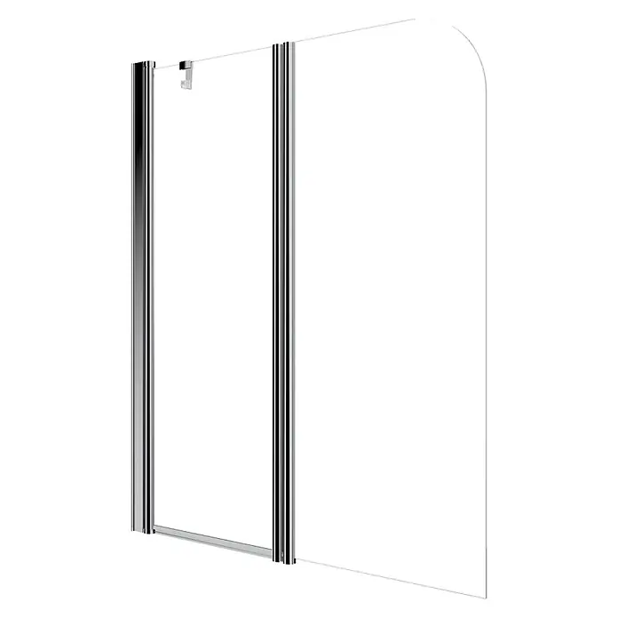 Kiamami Valentina Badewannenaufsatz - B x H: 6 x 1.400 cm, Transparent - Duschwand aus Klarglas mit glänzenden Chromprofilen.