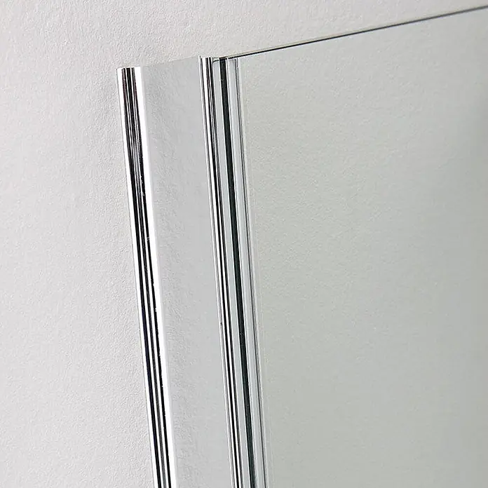 Kiamami Valentina Badewannenaufsatz - B x H: 6 x 1.400 cm, Transparent - Kanten zweier klarer Glasscheiben, verbunden durch dünne, silberfarbene Metallprofile.