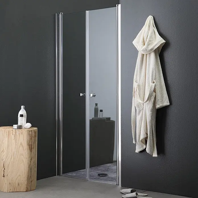 Kiamami Valentina Nischendusche - 50 x 1.900 cm, Transparent, 6 mm - Duschkabine aus Glas mit Chromprofilen.