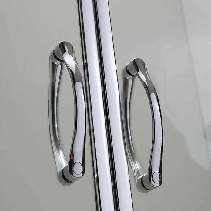 Kiamami Valentina Eckdusche - 1.800 x 800 x 1.850 cm, Transparent, Stärke: 6 mm - Paar glänzender Chrom-Duschkabinentürgriffe, passend für Glastüren.