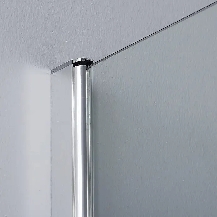 Kiamami Valentina Duschwand - B x H: 35 x 1.900 cm, Transparent - Poliertes Chromprofil und obere Klemme zur Stabilisierung einer klaren Glasscheibe.