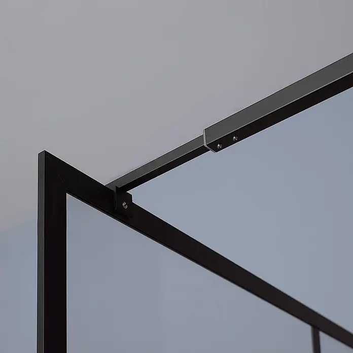 Kiamami Valentina Duschwand - B x H: 60 x 2.000 cm, Schwarz, Transparent - Duschkabine mit schwarzem Metallrahmen und Eckverbindung.