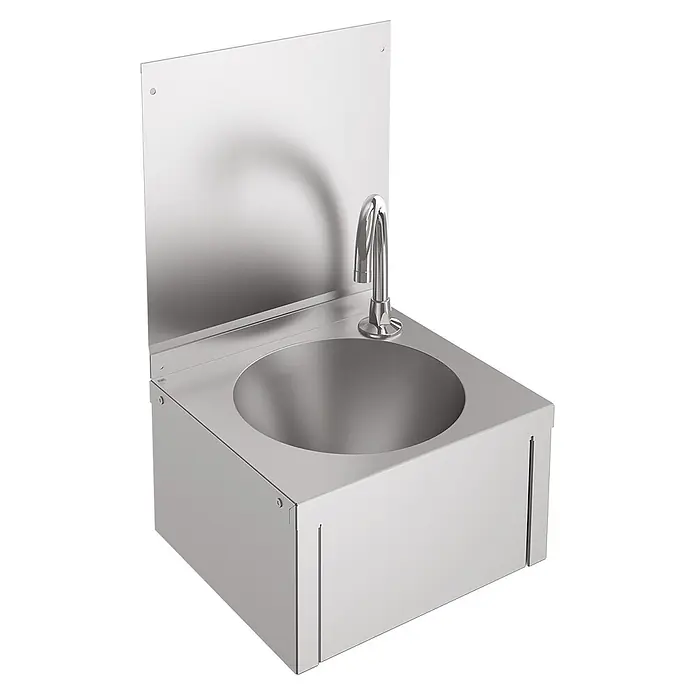 KWC Waschbecken KWC - Hahnloch: Ohne, Ohne Überlauf, Edelstahl - Kompaktes Edelstahl-Handwaschbecken mit integriertem Wasserhahn.