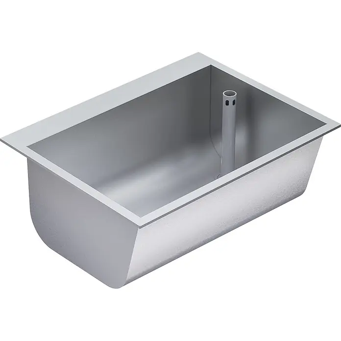 KWC Waschbecken KWC - B x L: 32 x 73,5 cm, Hahnloch: Ohne, Ohne Überlauf, Edelstahl - Rechteckiger Edelstahltrog mit internem Ablaufrohr.