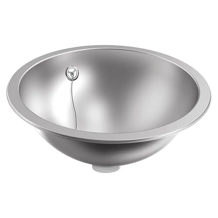 KWC Waschbecken KWC - B x L: 19,3 x 47,5 cm, Edelstahl - Silbernes Spülbecken aus Edelstahl mit Ablaufstöpsel und Kette.