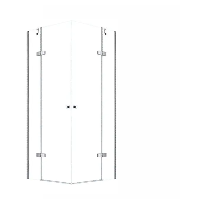 Glaszentrum Hagen Eckdusche 80x80x195 cm DEMETER EckDuschkabine inkl. Tasse - 80 x 80 x 195 cm, Imprägniert, Farblos, Stärke: 8 mm - Eckdusche aus Klarglas mit Chrombeschlägen und doppelten Pendeltüren.