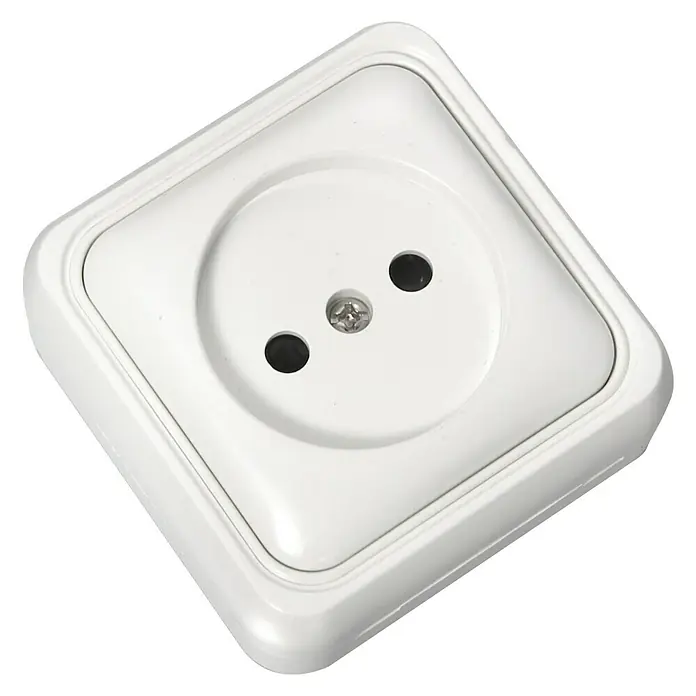 Fontini BF-18 Enchufe - Blanco, Plástico, Instalar - Enchufe eléctrico blanco para uso interior, ideal para conexiones de alimentación. Construcción robusta y fácil de instalar para un suministro fiable.