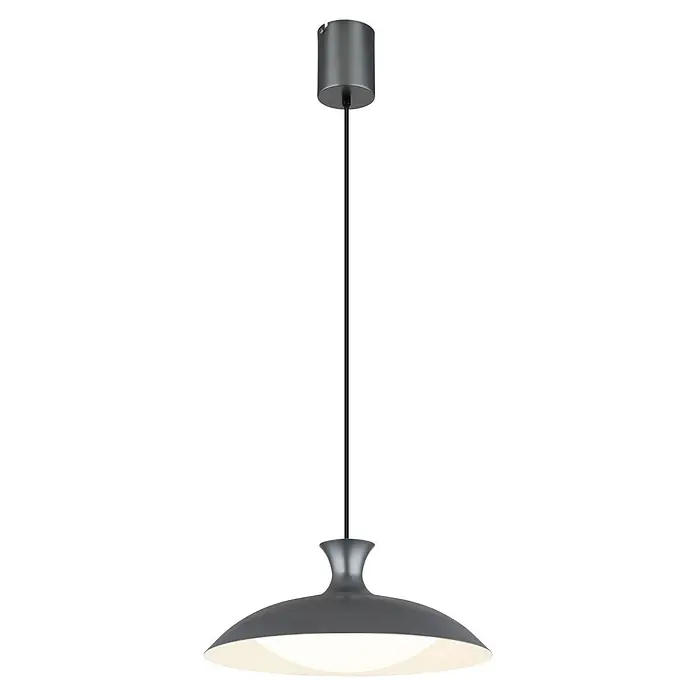 Globo LED-Pendelleuchte rund Rocha - Ø x H: 40 x 150 cm - Moderne, mattgraue Hängelampe aus Metall mit breitem Schirm und integriertem Licht.