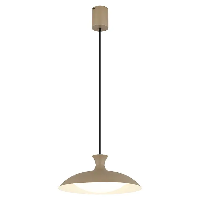 Globo LED-Pendelleuchte rund Rocha - Ø x H: 40 x 150 cm - Moderne beigefarbene Pendelleuchte mit breitem Schirm, nach unten leuchtend.