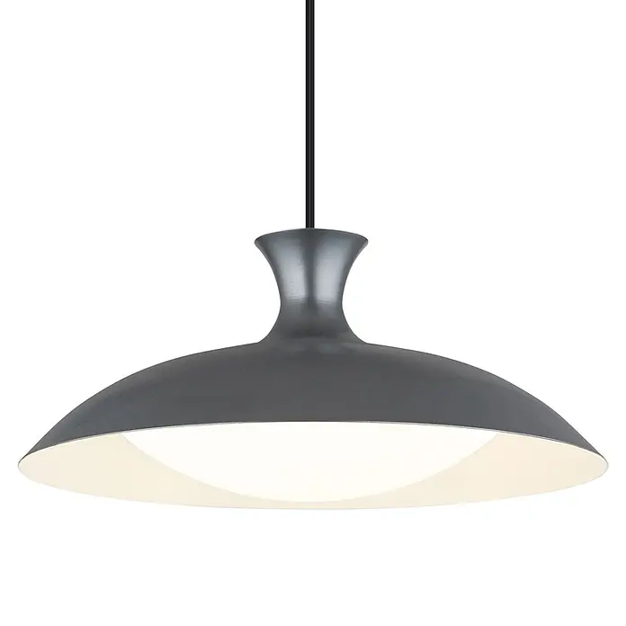 Globo LED-Pendelleuchte rund Rocha - Ø x H: 40 x 150 cm - Anthrazitgraue Pendelleuchte aus Metall mit breitem, flachem Schirm und diffuser Abwärtsbeleuchtung.