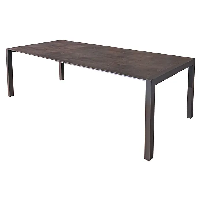 Garden Pleasure Gartenmöbel-Set Sophia - 9 -tlg., Aluminium, Polywood, Grau/Schwarz - Rechteckiger dunkelgrauer Tisch mit matter Oberfläche und quadratischen Metallbeinen.