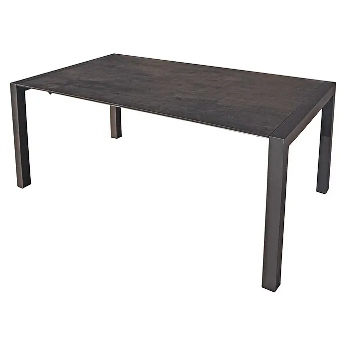 Garden Pleasure Gartenmöbel-Set Sophia - 9 -tlg., Aluminium, Polywood, Grau/Schwarz - Rechteckiger, dunkelgrauer Tisch mit strukturierter Platte und quadratischen Beinen.