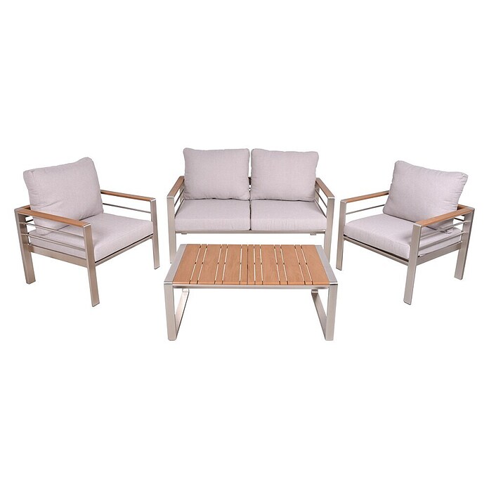 Garden Pleasure Loungemöbel-Set Florence (4 -tlg., Aluminium, Polywood, Champagner) | BAUHAUS