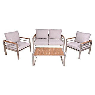 Garden Pleasure Loungemöbel-Set Florence (4 -tlg., Aluminium, Polywood, Champagner)