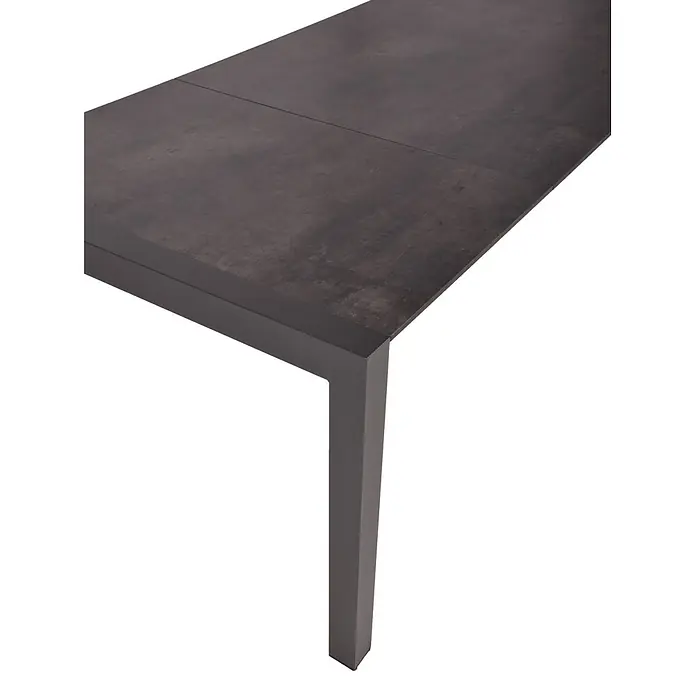 Garden Pleasure Gartenmöbel-Set Sophia - 9 -tlg., Aluminium, Polywood, Grau/Schwarz - Dunkelgrauer Ausziehtisch mit texturierter Platte und passenden Beinen.