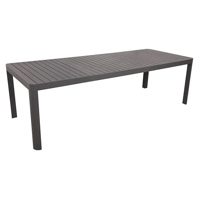 Garden Pleasure Gartentisch Amira - L x B x H: 195 x 100 x 75 cm, Aluminium, Rechteckig, Anthrazit, Ausziehbar - Grauer, rechteckiger Esstisch für draußen mit Lattenplatte und stabilen Beinen.