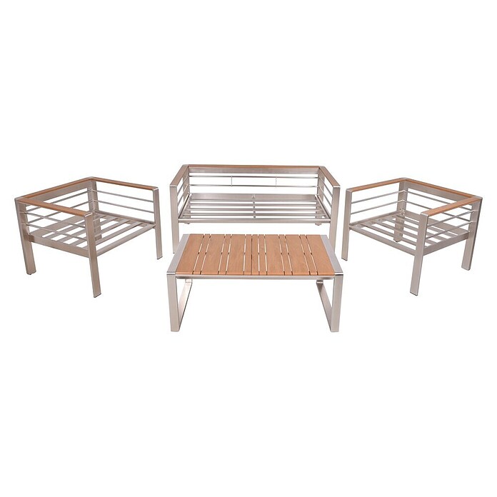 Garden Pleasure Loungemöbel-Set Florence (4 -tlg., Aluminium, Polywood, Champagner) | BAUHAUS