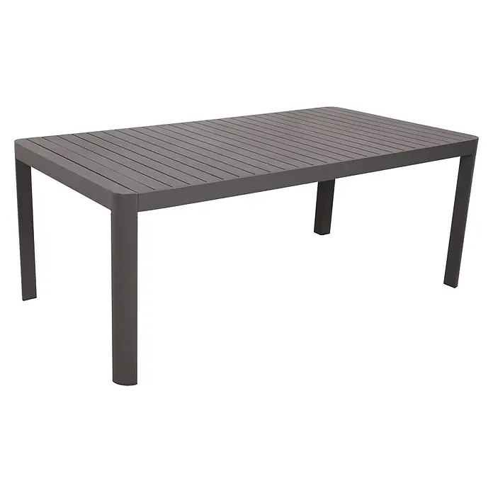 Garden Pleasure Gartentisch Amira - L x B x H: 195 x 100 x 75 cm, Aluminium, Rechteckig, Anthrazit, Ausziehbar - Dunkelgrauer rechteckiger Outdoor-Esstisch mit Lamellenplatte.