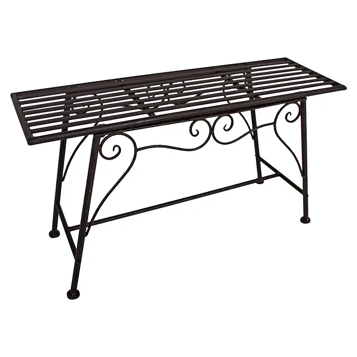 Garden Pleasure Gartenbank Lorin - B x T x H: 27 x 83 x 45 cm, Stahl, Schwarz-Braun - Dekorative dunkle Metallbank mit Lattenrostplatte.
