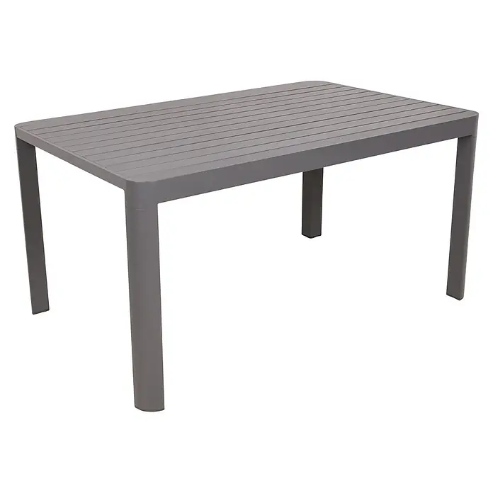 Garden Pleasure Gartentisch Amira - L x B x H: 149 x 149 x 75 cm, Aluminium, Rechteckig, Anthrazit, Ausziehbar - Grauer rechteckiger Tisch mit einer Lattenplatte und stabilen Beinen.