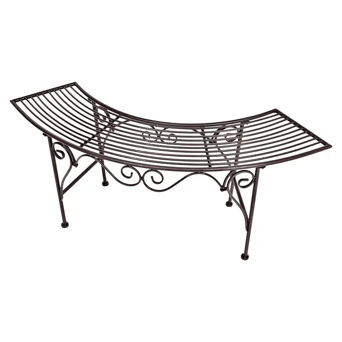 Garden Pleasure Gartenbank Fuego - B x T x H: 125 x 28 x 47 cm, Eisen, Braun - Dunkle Gartenbank aus Metall mit geschwungener Lattenfläche und dekorativ geschwungenem Gestell.