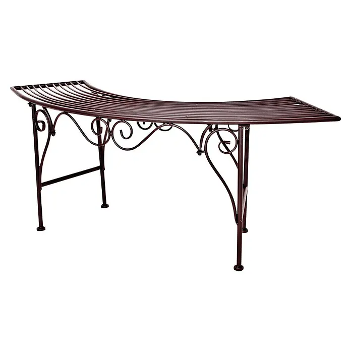 Garden Pleasure Gartenbank Fuego - B x T x H: 125 x 28 x 47 cm, Eisen, Braun - Dunkelbraune Metallbank mit Lattenrostsitz und verzierten, geschwungenen Beinen.