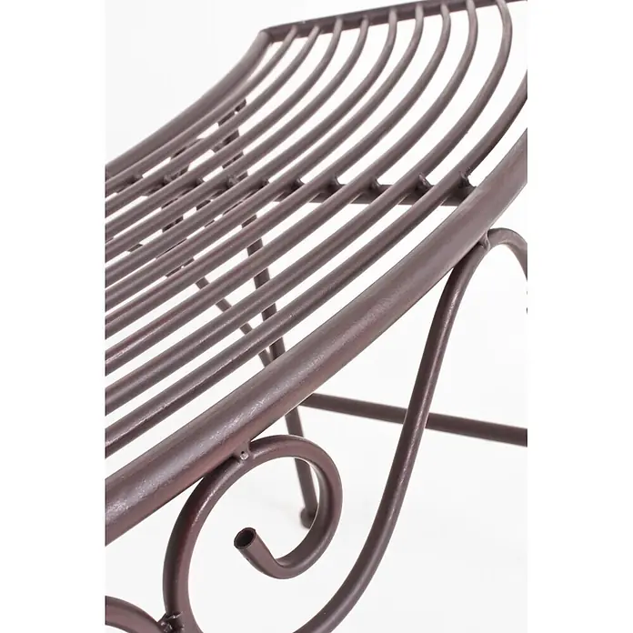 Garden Pleasure Gartenbank Fuego - B x T x H: 125 x 28 x 47 cm, Eisen, Braun - Dunkelbraune Metall-Gartenbank mit Lattenrost und verschnörkelten Details.