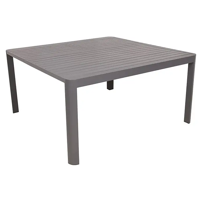 Garden Pleasure Gartentisch Amira - L x B x H: 149 x 149 x 75 cm, Aluminium, Rechteckig, Anthrazit, Ausziehbar - Grauer quadratischer Gartentisch mit Lattenrostplatte und stabilen Beinen.