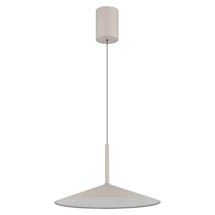 Globo Pendelleuchte Lampone - Höhe: 1.500 mm - Beige minimalistische Pendelleuchte mit zylindrischem Deckenanschluss und breitem konischen Schirm.