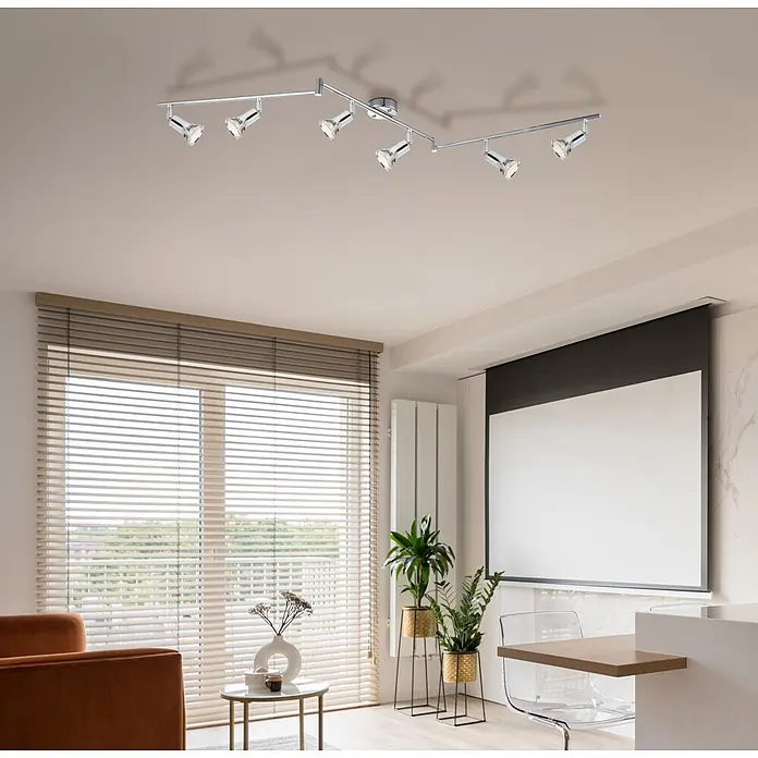 Globo LED-Deckenstrahler Dante - 1.450 x 85 x 175 mm - Moderner Deckenstrahler aus Chrom mit verstellbaren Spots.