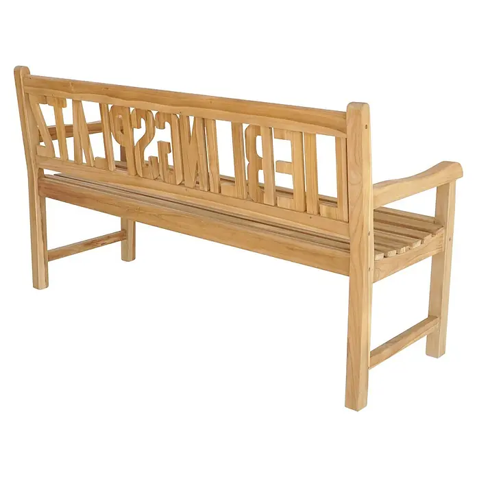 Garden Pleasure Gartenbank Lieblingsplatz - B x T x H: 150 x 63 x 89 cm, Teak, Braun - Gartenbank aus Teakholz mit geschnitzten Buchstaben an der Rückenlehne.