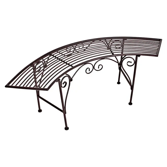 Garden Pleasure Gartenbank Fuego - B x T x H: 125 x 28 x 47 cm, Eisen, Braun - Geschwungene dunkelbraune Metall-Gartenbank mit Lattenrost und Zierschnörkeln.